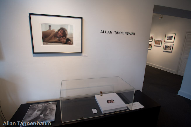 Installation of "John & Yoko: A New York Love Story" exhibition by Allan Tannenbaum at the Govinda Gallery in Washington, D.C.///